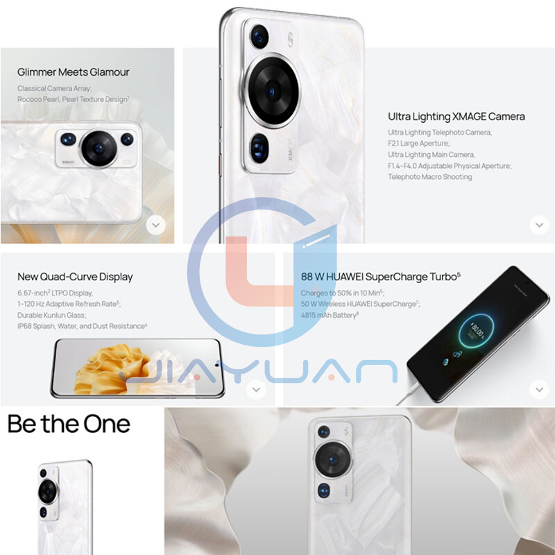 Huawei-P60 Pro 4G Celular, 6.67 ", Tela de Vidro Kunlun, Snapdragon 8 +, Gen 1, HarmonyOS 3.1, Smartphone IP68 à Prova D 'Água, Original