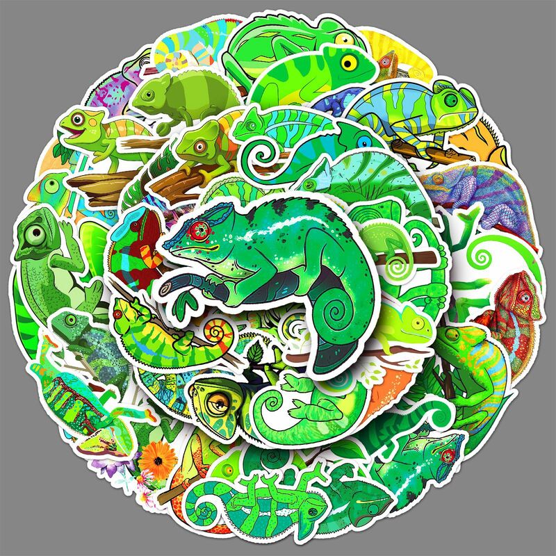 Desenhos animados Chameleon Series Graffiti Adesivos, Adequado para Laptop, Capacetes, Decoração Desktop, Brinquedos DIY, Atacado, 50pcs