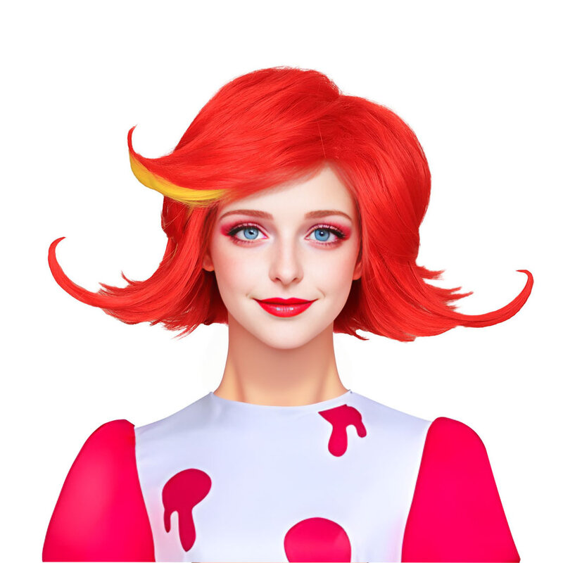 Kyo Mdeium czerwona z żółtą peruką do cosplay dla kostiumu na Halloween Niffty Hazbin Hotel