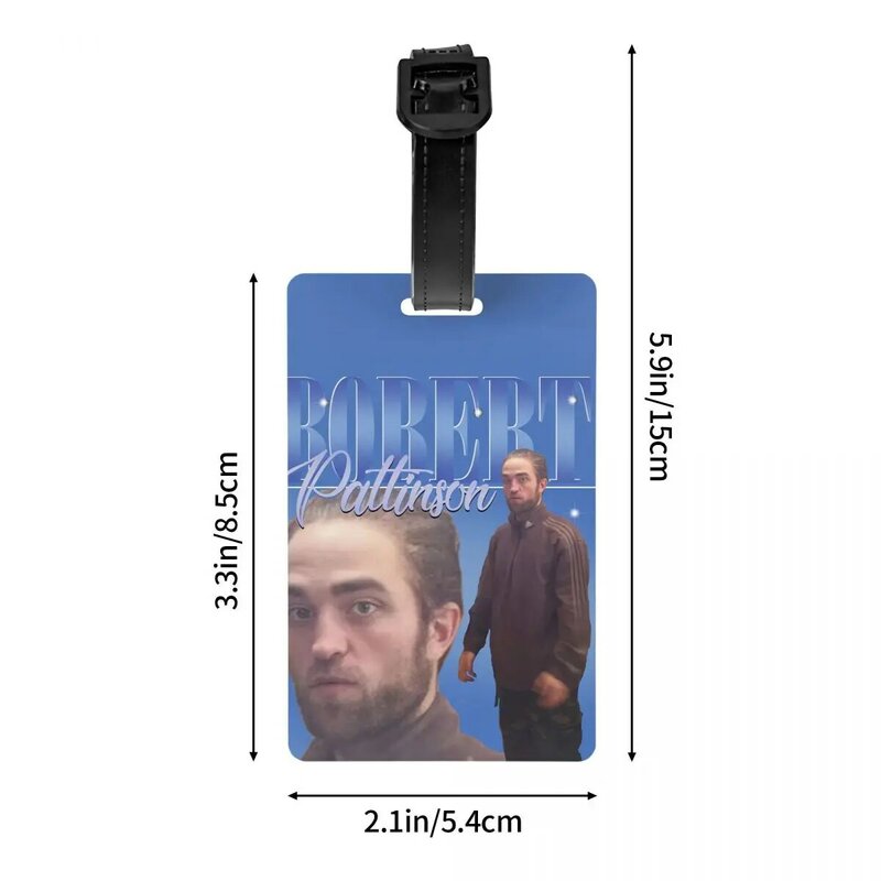 Custom Funny Robert Pattinson Standing Meme Luggage Tag Privacy Protection Rob Baggage Tags Travel Bag Labels Suitcase