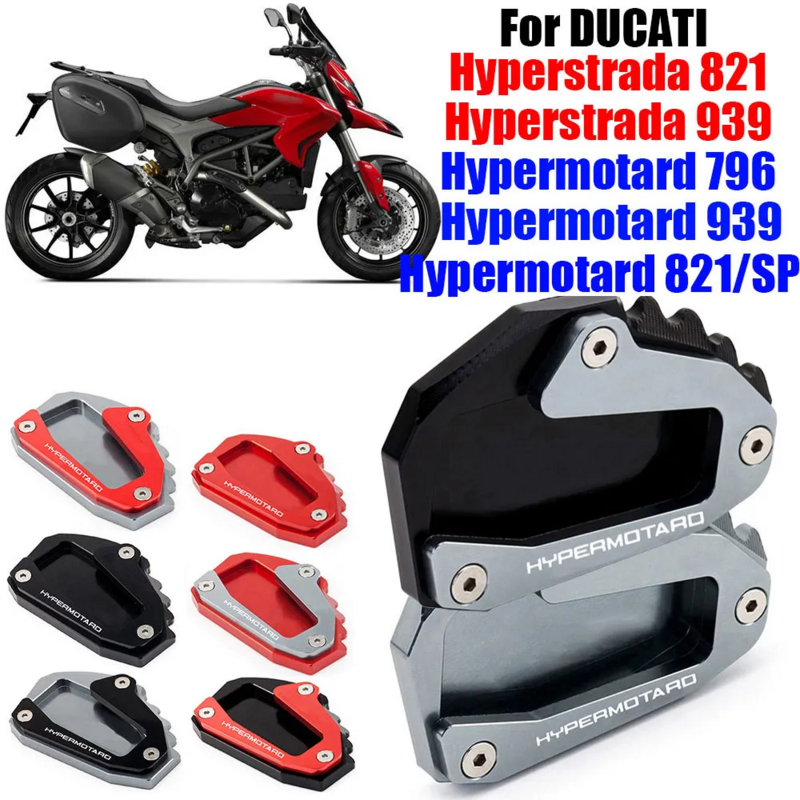 Motorfiets Kickstand Voet Side Stand Extension Pad Vergroten Ondersteuning Plaat Voor Ducati Hyperstrada 821 Hyperstrada 939 Accessoires