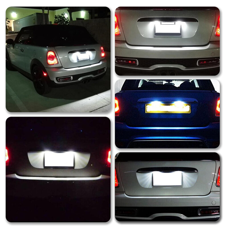 For Mini Cooper R56 R57 R58 R59 R50 R52 R53 LED License Plate Light 2PCS White Car Number Lamp Error Free OEM#:51132756227