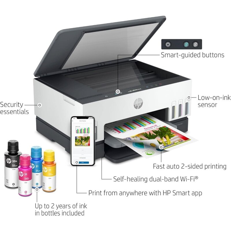 Smart -Tank 6001 Wireless Cartridge-Free All-in-One-Drucker, dieser Tinten-Tank-Drucker kommt mit bis zu 2 Jahren Tinte enthalten,
