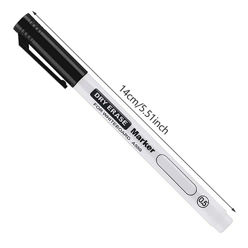 Bolígrafo de pizarra borrable extremadamente fino, bolígrafo de borrado en seco de 0,5 MM, marcador impermeable para examen de oficina, papelería escolar, 1 ud.