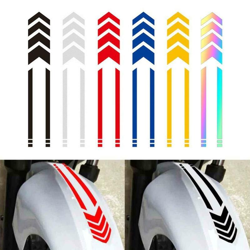 1pc Motorcycle Mudguard Sticker Fender Arrow Line Strip Reflective Waterproof Oilproof Tape Decal Accessory