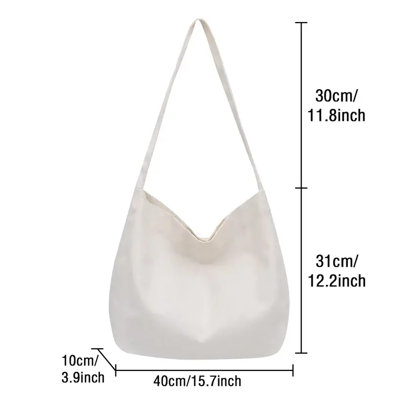 Women's Minimalist Canvas Shoulder Bags Portable Travel Handbag Large Capacity Storage and Storage Bag Garland Letter Series