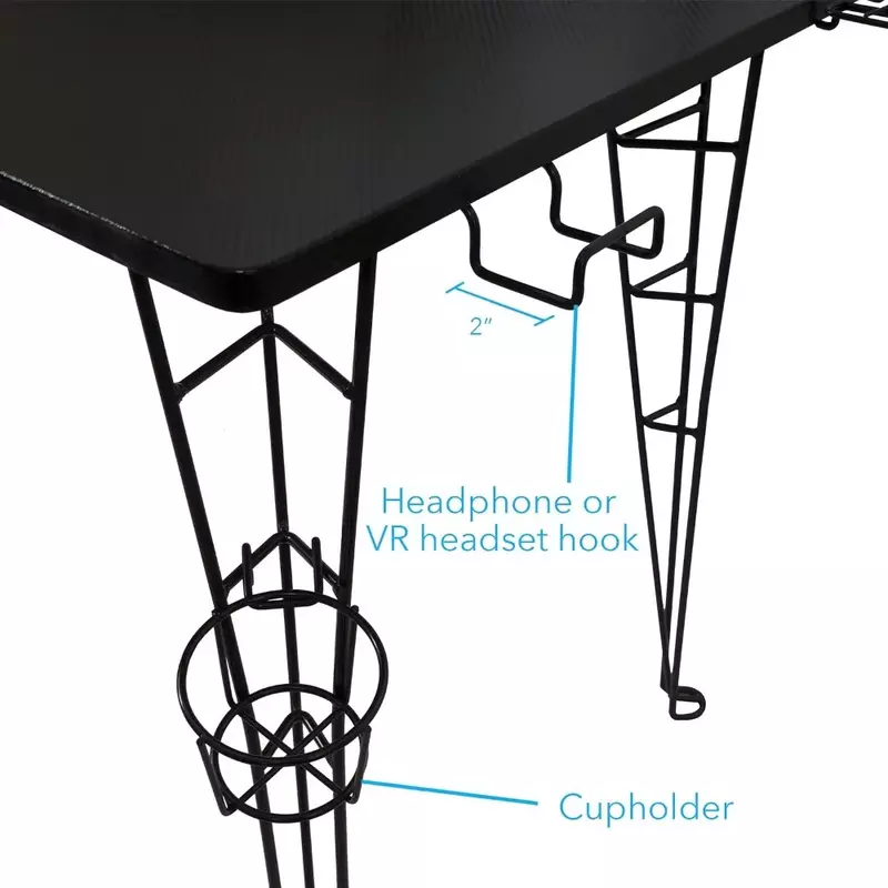 Oryginalne biurko do gier-laminowany pulpit z włókna węglowego, wytrzymałe nogi z drutu stalowego, podwyższona platforma monitora, Tablet/Ph