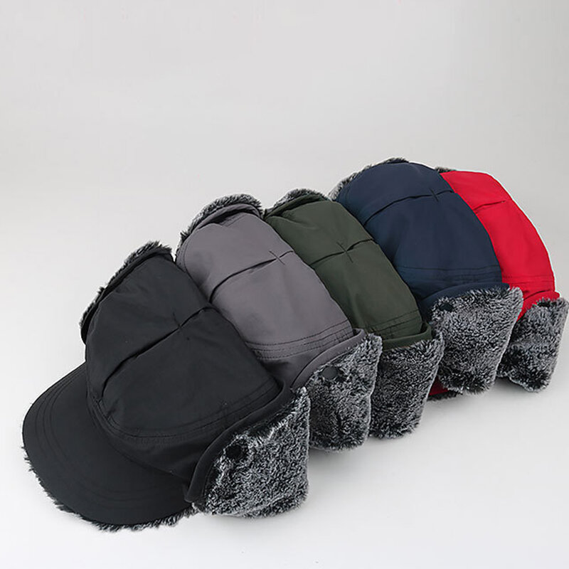 남여 겨울 보호 귀 스키 모자, 남성 패션 레이펭 모자, 야외 방풍 방수 모조 토끼 털 따뜻한 모자