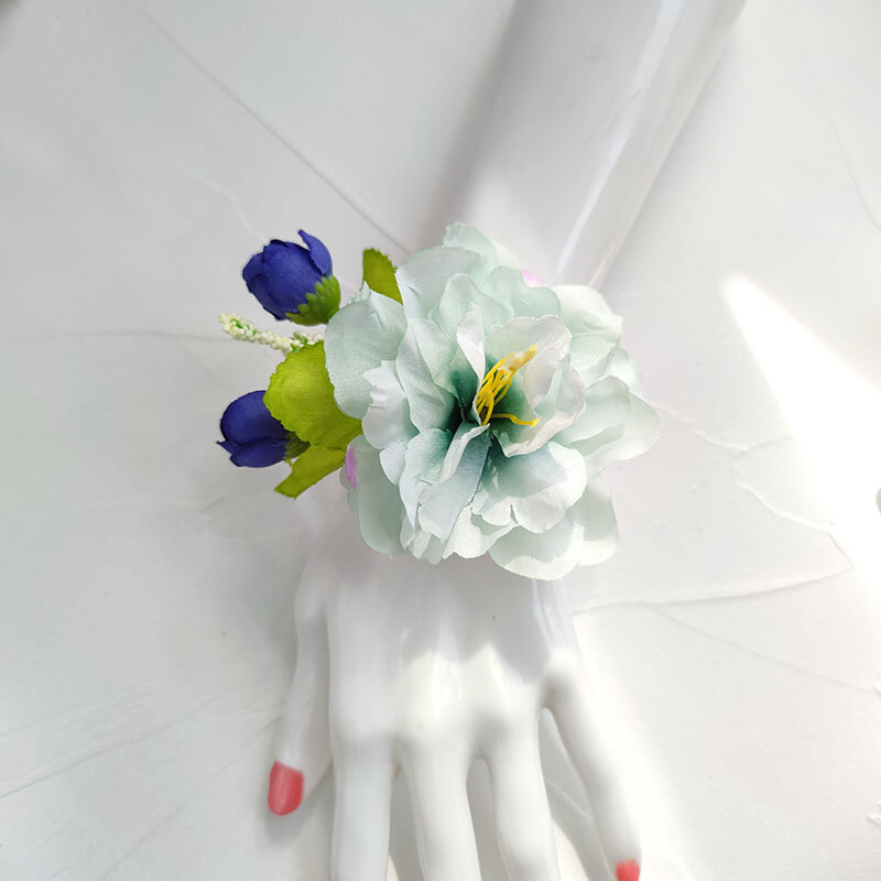 Stanik ślubny kwiaty piwonia ze sztucznego jedwabiu bransoletki panna młoda druhny stanik akcesoria ślubne Mariage imprezowa dekoracja