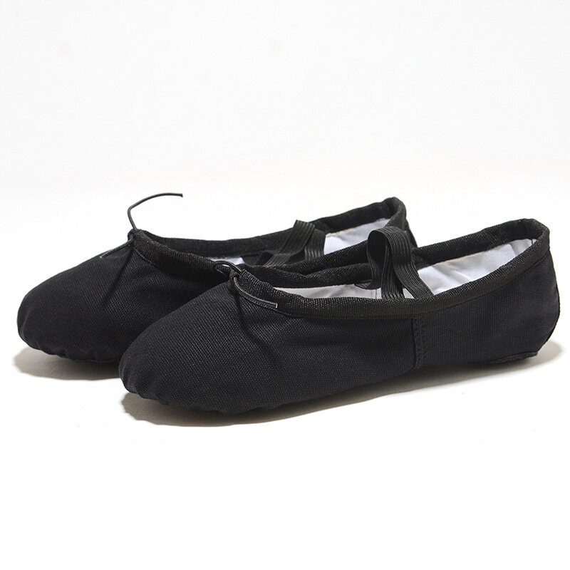 USHINE-Zapatillas de Yoga con cabeza de tela para EU22-45, zapatos de lona para ejercicio en interiores, Ballet negro, para niños, niñas y mujeres