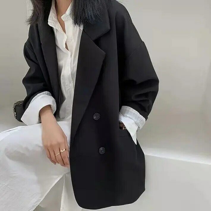 Женская Минималистичная однотонная верхняя одежда, элегантное свободное официальное модное женское пальто в стиле ретро, универсальное весеннее удобное пальто, 2023