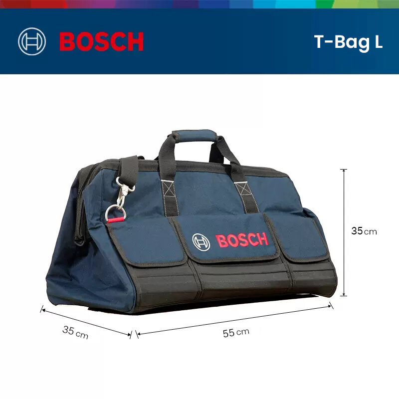 Bosch t-tas peralatan kanvas pemasangan tahan aus, tas peralatan penyimpanan alat pemeliharaan khusus tukang listrik portabel