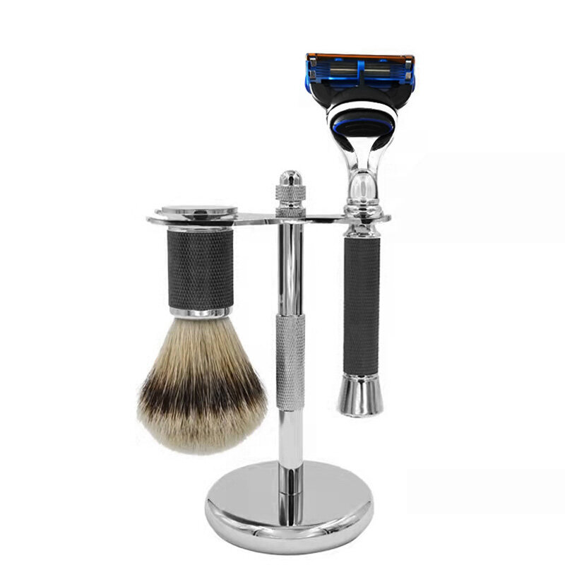 Berjaya-soporte para maquinilla de afeitar para hombre, brocha de afeitar de acero inoxidable plateado, el mejor soporte de seguridad