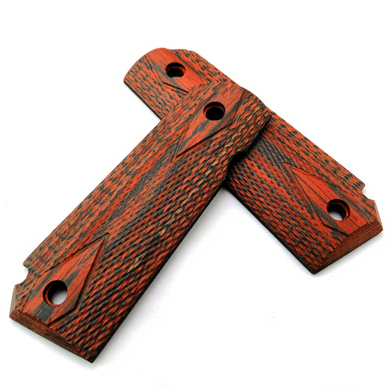 Timbangan Handel kayu Redwood alami, sepasang timbangan Patch anti selip untuk 1911 grip coobolo balas DIY