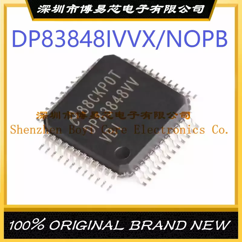 Original Genuine Ethernet IC Chip, DP83848IVVX, NOPB Pacote LQFP-48, Novo