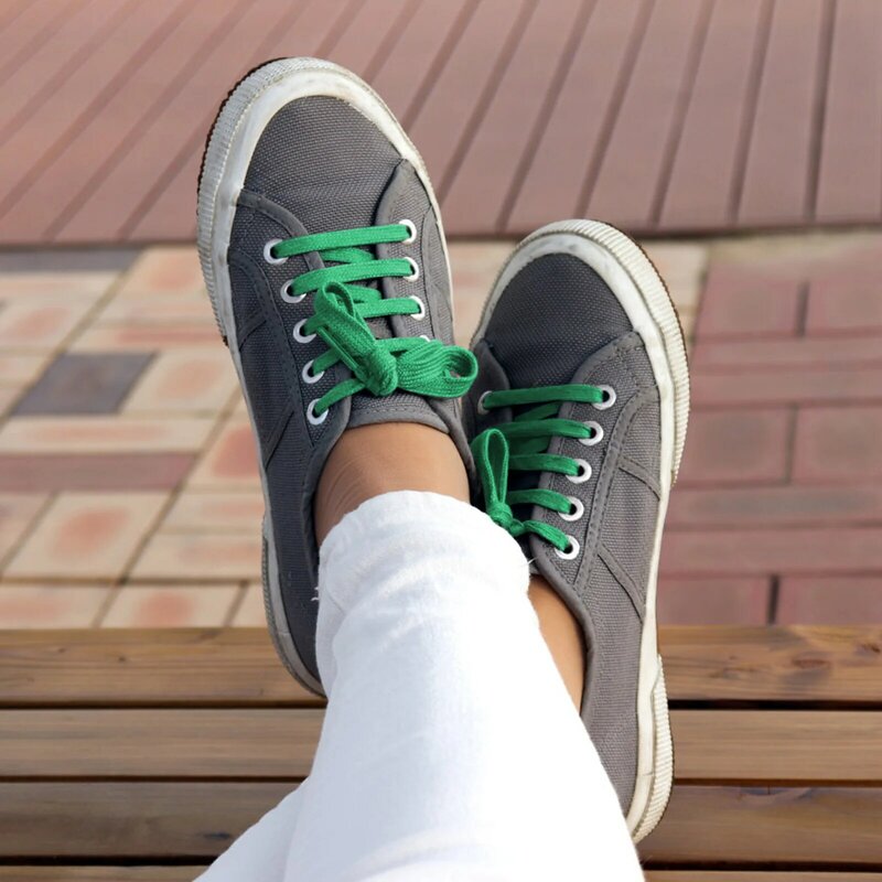 스니커즈 및 캔버스 슈즈용 플랫 컬러 신발 끈 교체, 캐주얼 신발 끈, 혼합 색상, 12 쌍