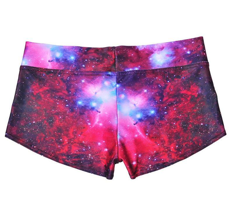Pantalones cortos con cinturón ancho para mujer, Shorts sexys con estampado de galaxia y cielo, 2XL, 3XL