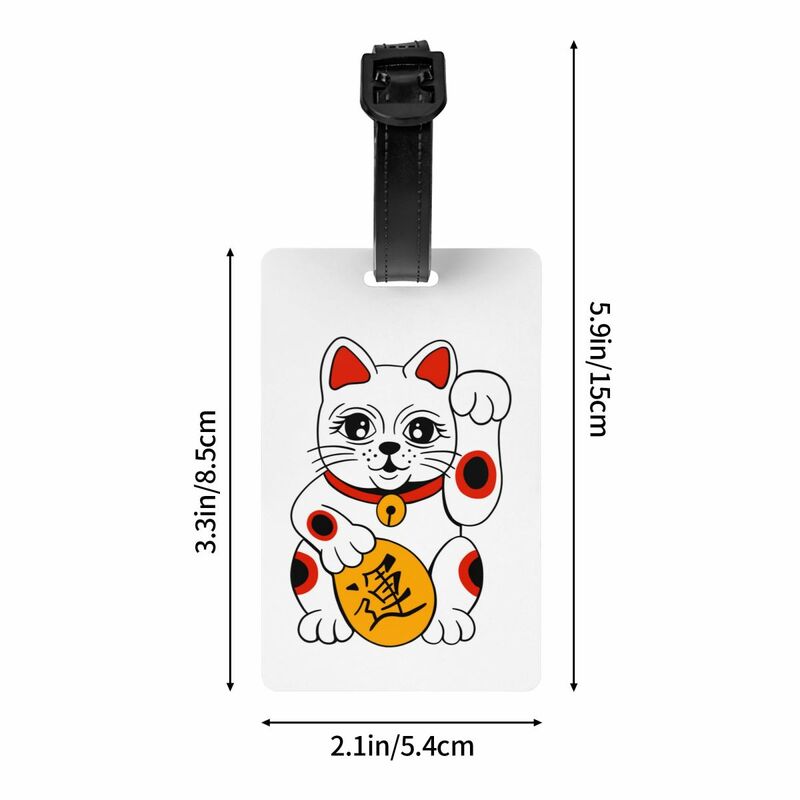 Japanese  Maneki Neko Waving Lucky Cat Luggage Tag for Suitcases Privacy Cover ID Label