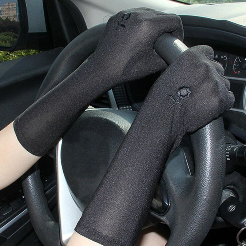 Перчатки женские средней длины для вождения, модные Нескользящие митенки с защитой от УФ-лучей, летние, весенние