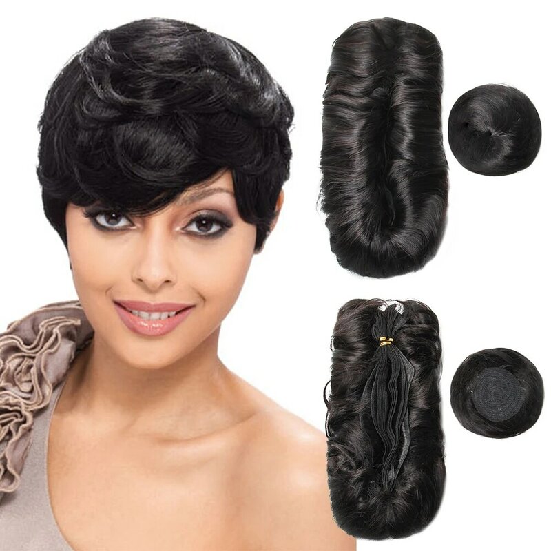 女性のための短い自然なヘアエクステンション,ジッパー付きのブラジルのカーリーヘア