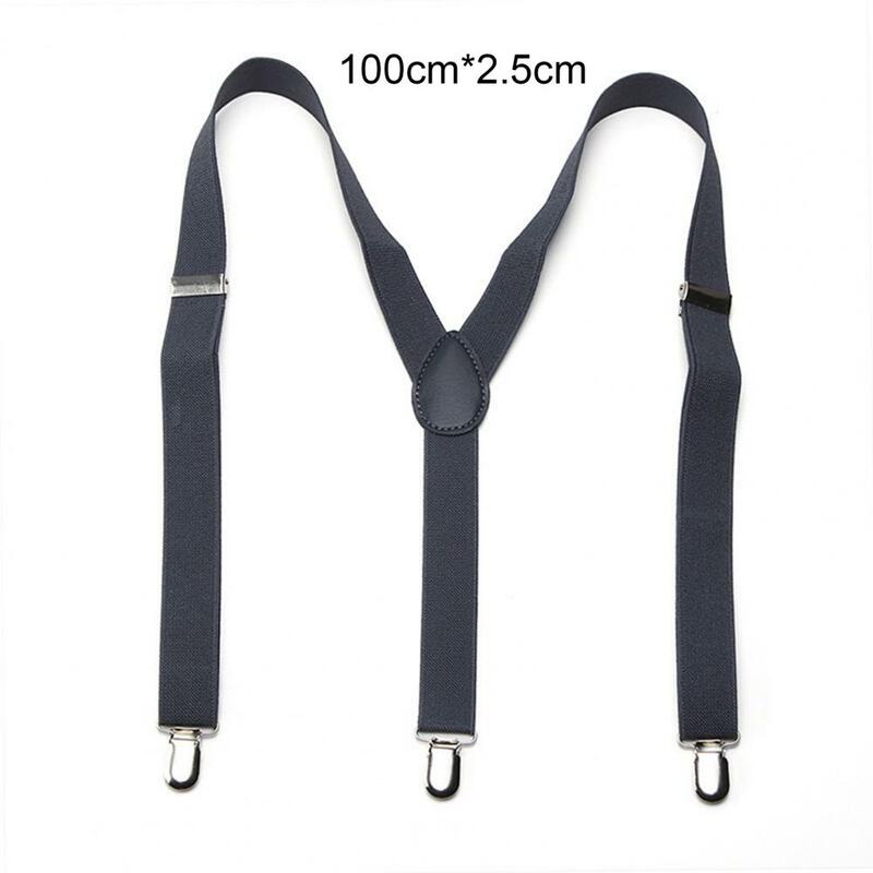 Unisex Elastic Strap Suspenders Y-Back Braces Solid Color Anti-break Wedding Suit Belt Adjustable Strap Party Daily Accessory