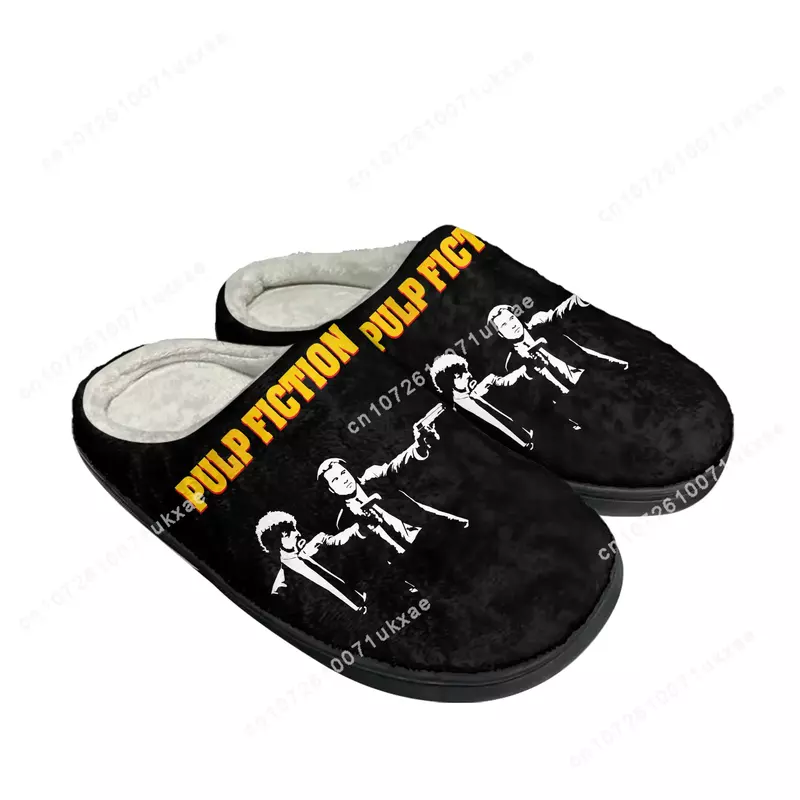Pulp Fiction-Zapatillas de algodón para el hogar para hombre y mujer, zapatos de felpa informales para mantener el calor, calzado térmico para interiores, personalizado