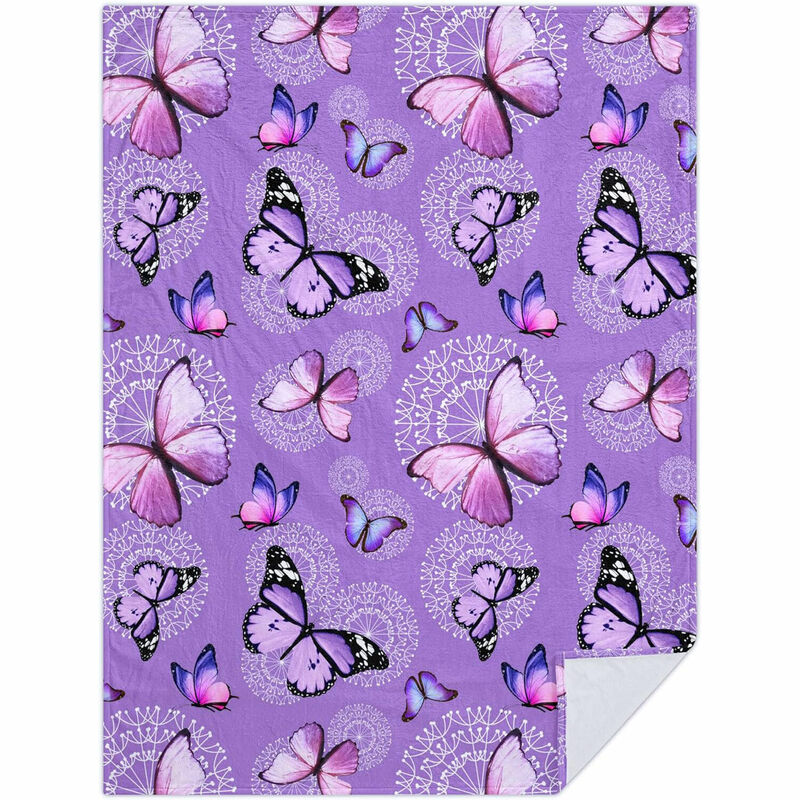 Customized Blanket Blue Butterfly Super Soft Flannel Beautiful Butterfly Blanket Adult and Children's Gift