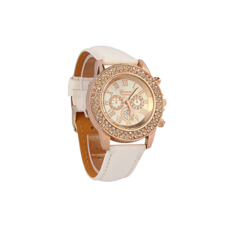 Luksusowy modny damski zegarek skórzany pasek damski kwarcowy zegarek na rękę bransoletka ze strasami dla pań na prezenty Montre