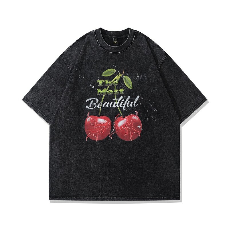 Oversize Plus Size bawełniana koszulka z krótkim rękawem damska gotycka koszulka wyprana estetyczne letnie topy odzież damska