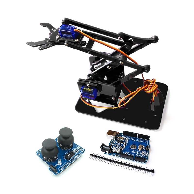SG90 4 DOF Unassembly akrilik mekanik braket lengan robot Manipulator cakar untuk Arduino UNO belajar DIY Kit diprogram mainan