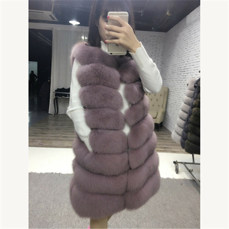 Жилет из искусственного лисьего меха, новинка, жилет средней длины, Корейская версия, облегающее пальто