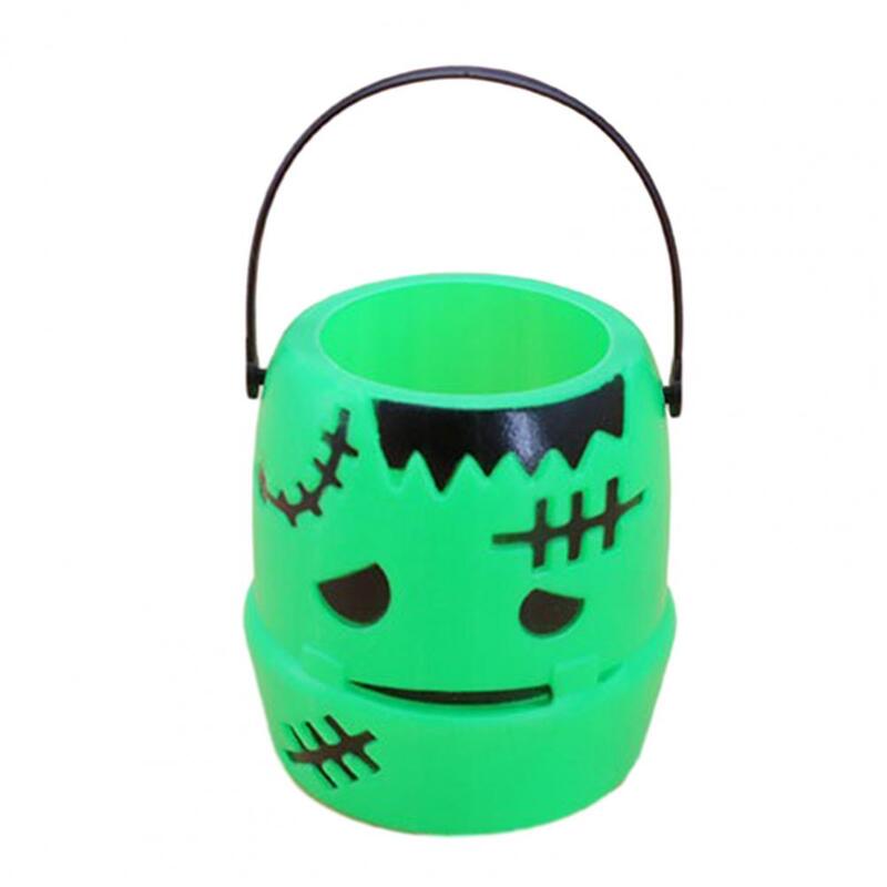 Cubo de dulces de Halloween para niños, espacio alto, colores brillantes, fácil de llevar, caja de aperitivos de regalo en forma de calabaza, suministros festivos