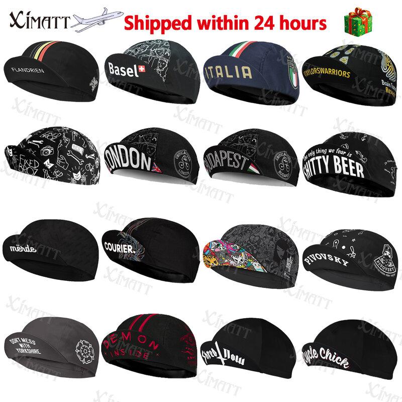 XIMATT-Casquettes de cyclisme en polyester pour hommes et femmes, chapeau de vélo à séchage rapide, absorbant la sueur, respirant, série noire, le plus populaire, vêtements de sport