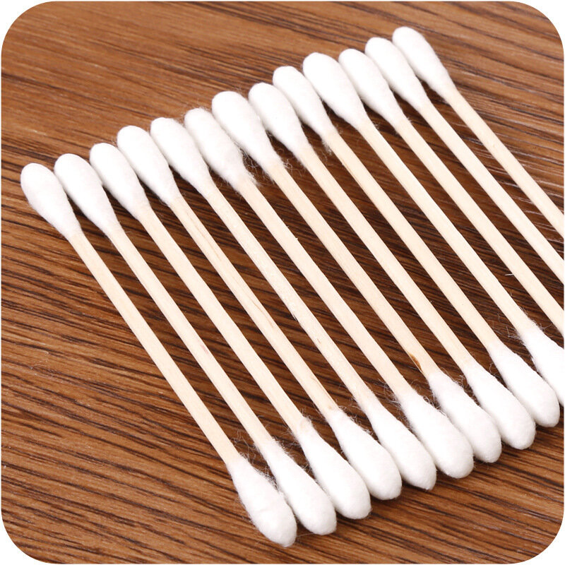 Double Head Wood Cotton Cotonete para Mulheres, Maquiagem Cotton Buds, Tip Wood Sticks, Nose Ear Cleaning, Baby Health Care Tools