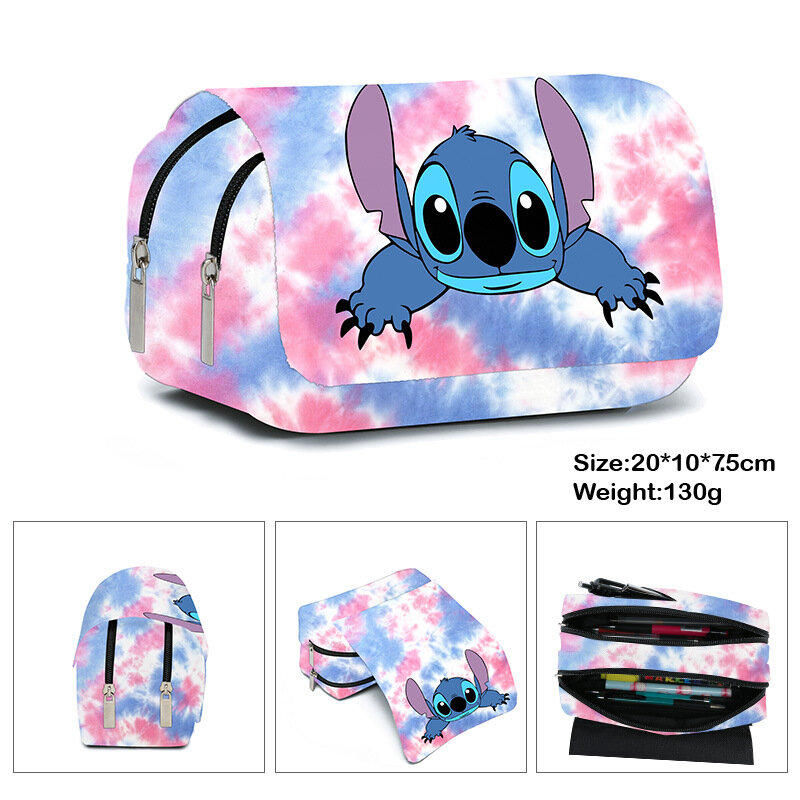 Stitch Fully Printed Flap Pen Bag Stationery Box Pencil Case Primary and Secondary School Student School Bag Cartoon