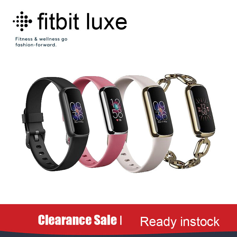 นาฬิกาอัจฉริยะ Fitbit Luxe ของแท้สายรัดข้อมือกันน้ำสำหรับกีฬาสายรัดข้อมือฟิตเนสอัตราการเต้นของหัวใจตรวจวัดสุขภาพการนอนหลับสำหรับ iOS Android