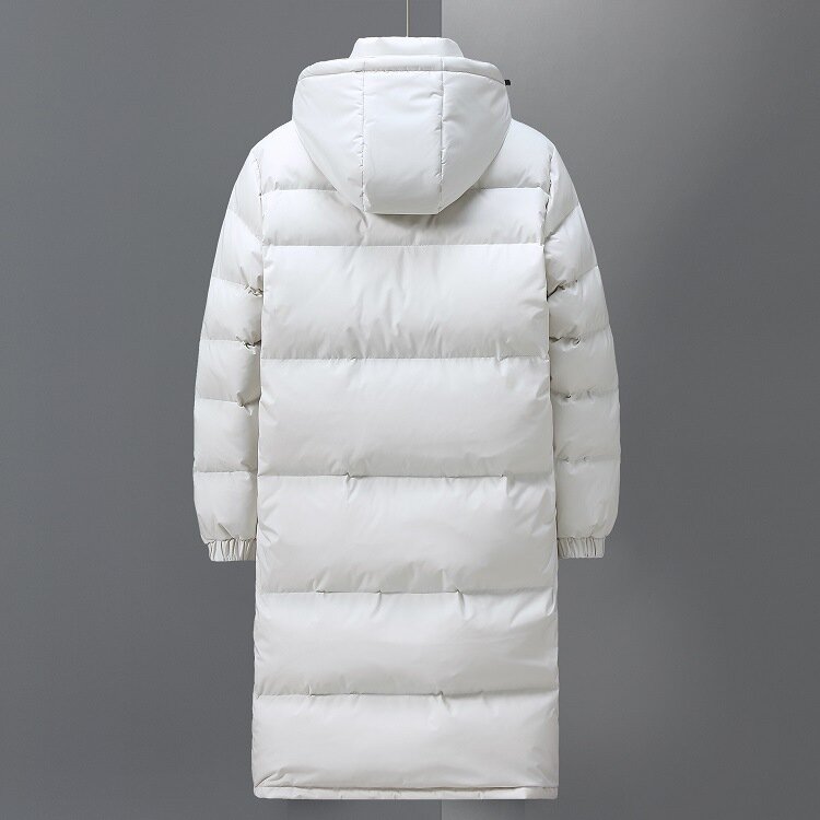 남성용 롱 덕 다운 코트, 후드 캐주얼 다운 재킷, 하이 퀄리티 남성 야외 방풍 따뜻한 겨울 재킷, 남성 의류