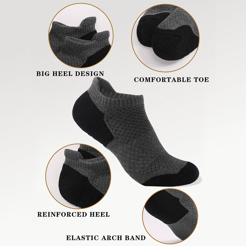 3 Paar hochwertige Söckchen atmungsaktive Baumwoll sports ocken Mesh lässig sportlich dicke große Ferse kurze Socken Größe 39-50