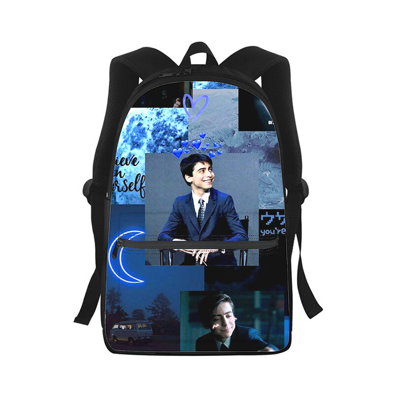 Aidan Gallagher 남녀공용 배낭 3D 프린트 패션 학생 학교 가방, 노트북 배낭, 어린이 여행 숄더백