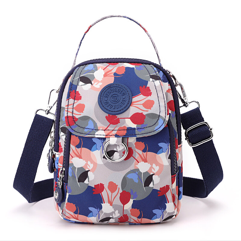 Модная женская мини-сумка с цветочным рисунком, миниатюрная тканевая дамская сумочка на плечо, симпатичная стильная миниатюрная сумка для телефона для девушек