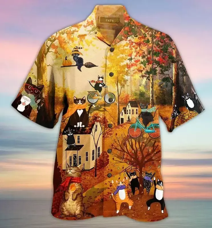 2024 Summer Loose Breathable 3d Printed Casual Trendy Cool Trend Hawaiian Shirt Men Beach Party Tops Short Sleeves Men's Shirts