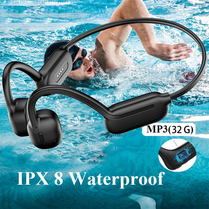 샤오미 미지아 수영 골전도 이어폰, 블루투스 무선 하이파이 헤드폰, IPX8 방수, 32GB MP3 플레이어 마이크 헤드셋