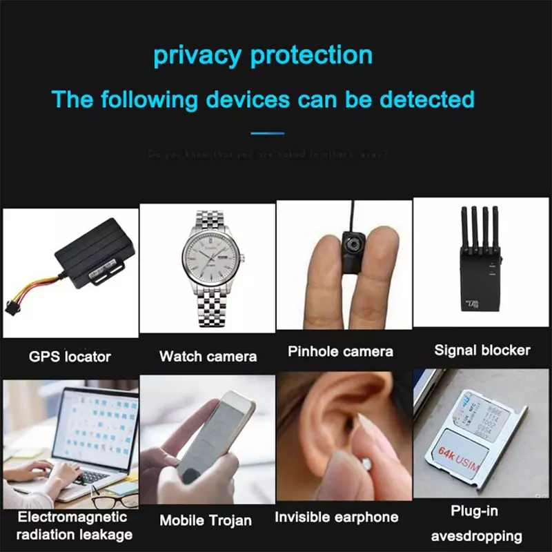Anti Spy Wireless RF Signal Detector, câmera escondida, Dispositivo de espionagem, versão Professional, Bug, GSM, GPS Tracker, K68
