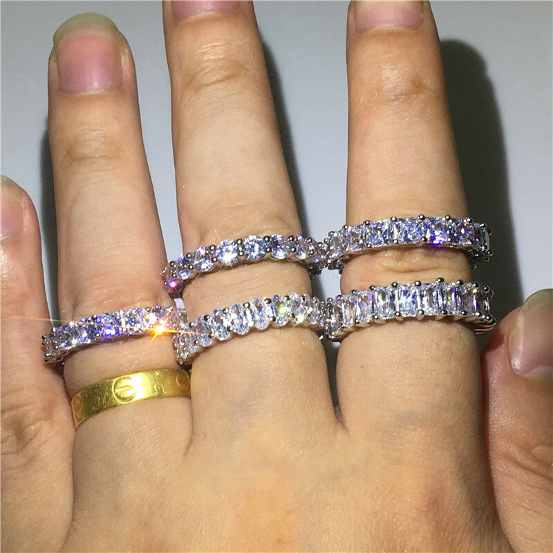 925 anéis de noivado em prata esterlina para homens e mulheres, anel da promessa da eternidade, aliança de casamento, zircão, 2020
