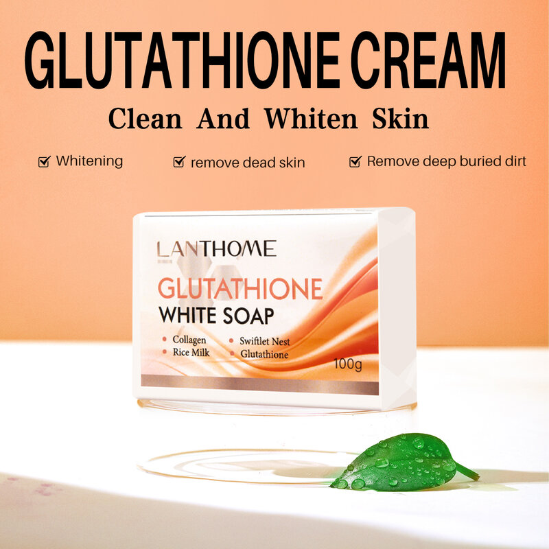 Oryginalne mydło wybielające z glutationu Lanthome do rozjaśniania skóry twarzy, redukują piegi usuwa ciemne plamy oczyszczanie
