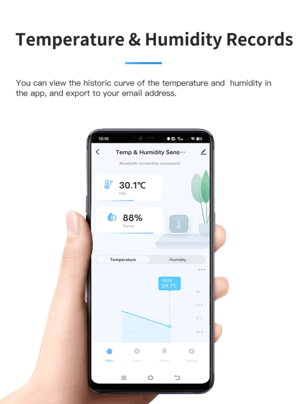 Датчик температуры и влажности Tuya, мини-термометр с ЖК-дисплеем и гигрометром, совместим с приложением Bluetooth