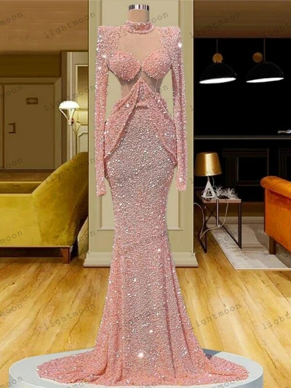 Efektowne sukienka na studniówkę sukienki wieczorowe w stylu Vintage dla kobiet 2024 pochwa syrenka z pełnym rękawem kochanie suknie balowe Vestidos De Gala