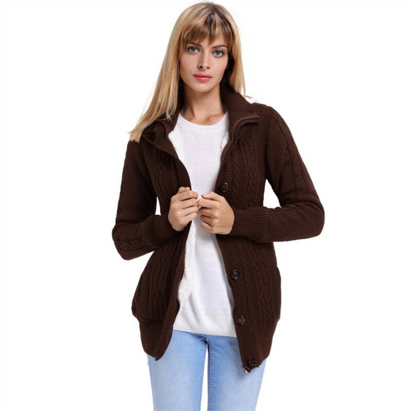 Optique-Cardigan en tricot à manches longues pour femme, pull élégant, manteau à capuche, grande taille, automne, hiver