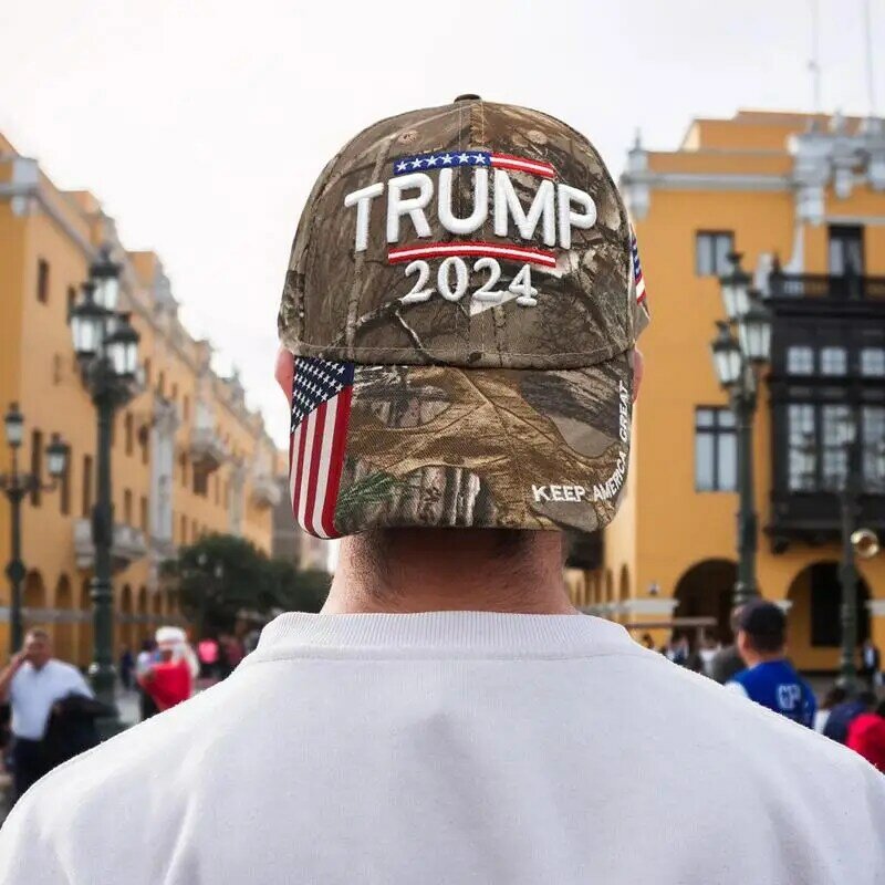 หมวกแก๊ปการเลือกตั้งประธานาธิบดีสหรัฐอเมริกา2024หมวกเบสบอลปรับได้หมวกตกปลาผ้าฝ้าย