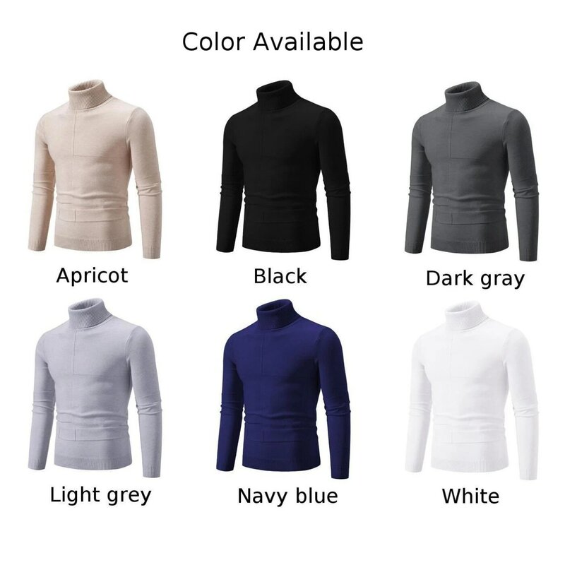 Camiseta lisa básica com decote simulado masculina, pulôver, tops de manga longa, outwear masculino, slim fit, suéter elástico, quente, moda inverno, blusa